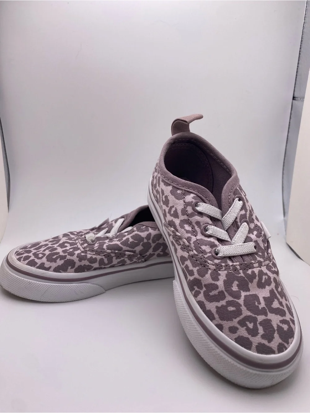Kids Van’s Leopard Print Canvas Sneakers - Pink